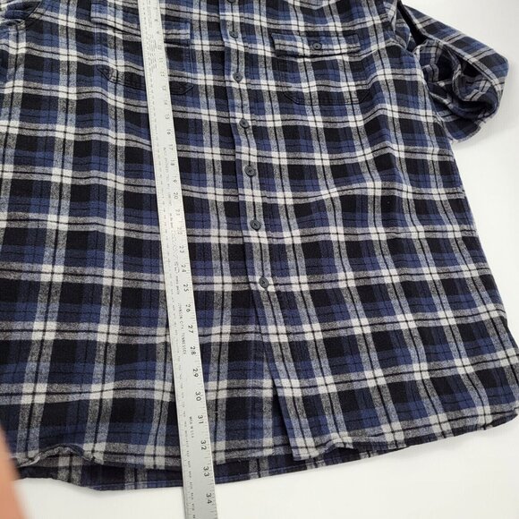 LL BEAN Plaid Shirt Mens‎ XL Tall Blue Gray Blk Heavy Cotton Chamois Cloth - Picture 6 of 8